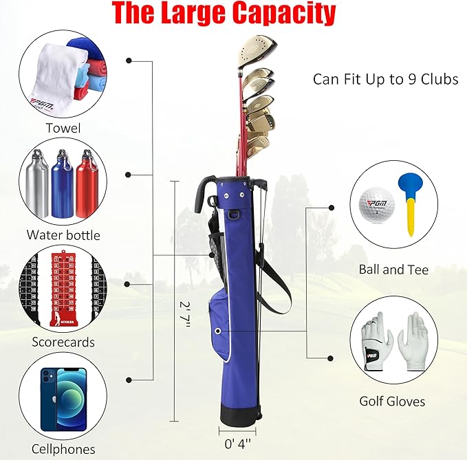PGM Sunday Bags - Lightweight Golf Bag with Strap, Stand, Easy to Carry - Durable Pitch Putt Bag for Short Courses