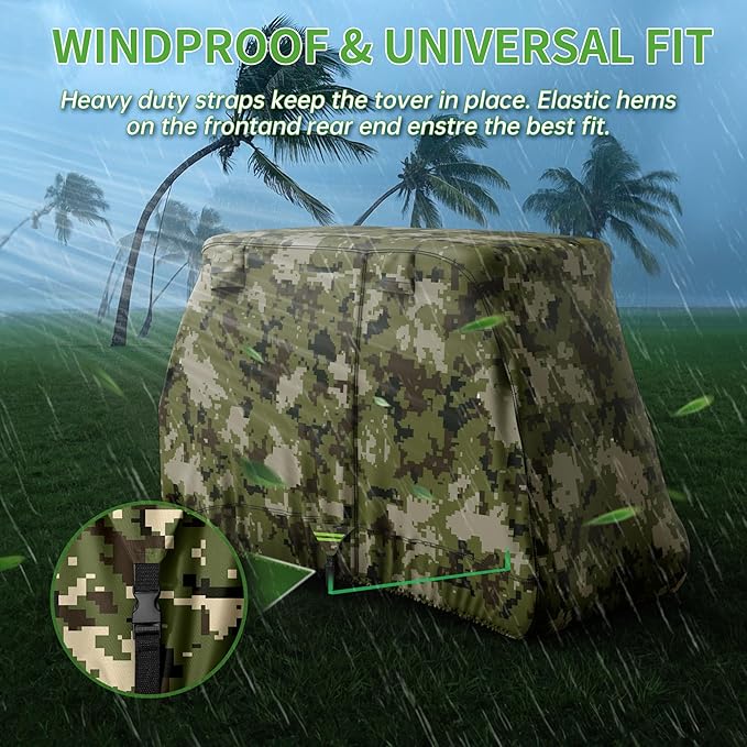 10L0L 2/4/4+2 Passenger Golf Cart Cover Upgrade Extended Roof, 600D Waterproof Snowproof Windproof Sunproof Durable Full Golf Cart Covers for Yamaha,EZGO,Club Car and Other