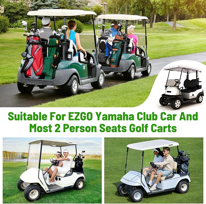 Kaskawise Golf Cart Seat Covers,Universal Golf Cart Seat Towel Blanket with 4 Front Pockets & Nonskid Bottom Fits for EZGO, Yamaha, Club Car DS Precedent and More 2 Person Seats Golf Carts (Grey)