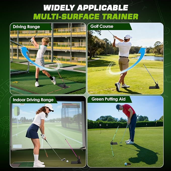 Pro Golf Alignment Sticks Holder – Adjustable Swing Plane Trainer with Weighted Base | Angle Plate Golf Training Aid for Swing Path, Putting & Aiming (Precise Scale Adjustment) (with Scale)