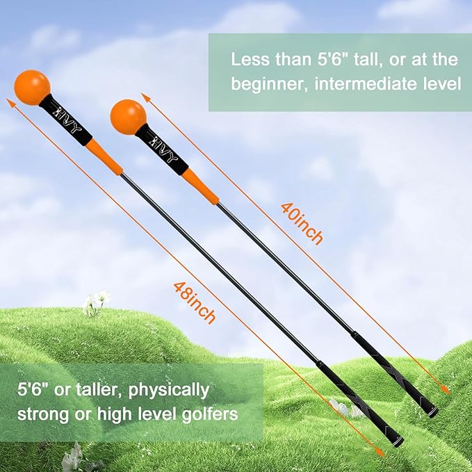 HVY Golf Swing Trainer,Golf Swing Training Aid for Improve Strength Tempo Balance and Flexibility,Golf Warm-Up Stick for Indoor&Outdoor Practice Chipping Hitting Golf Training Aid
