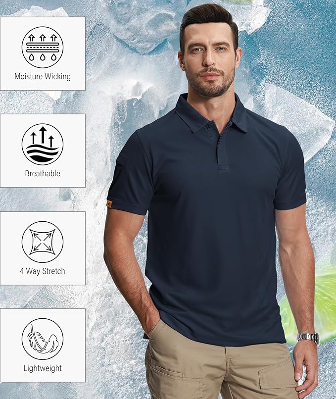 ZITY 5 Pack Mens Polo Shirt Short Sleeve Sports Golf Tennis T-Shirt Moisture-Wicking Summer Shirts