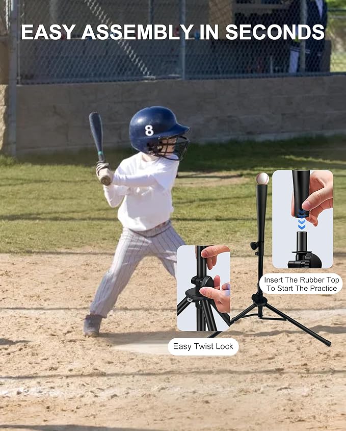 Baseball Tee for Hitting,Batting Tee for Baseball,Softball Tee,Youth Hitting Tee,Teeball Tee,Travel Tee,Easy Adjustable Height from 24 to 39 inches