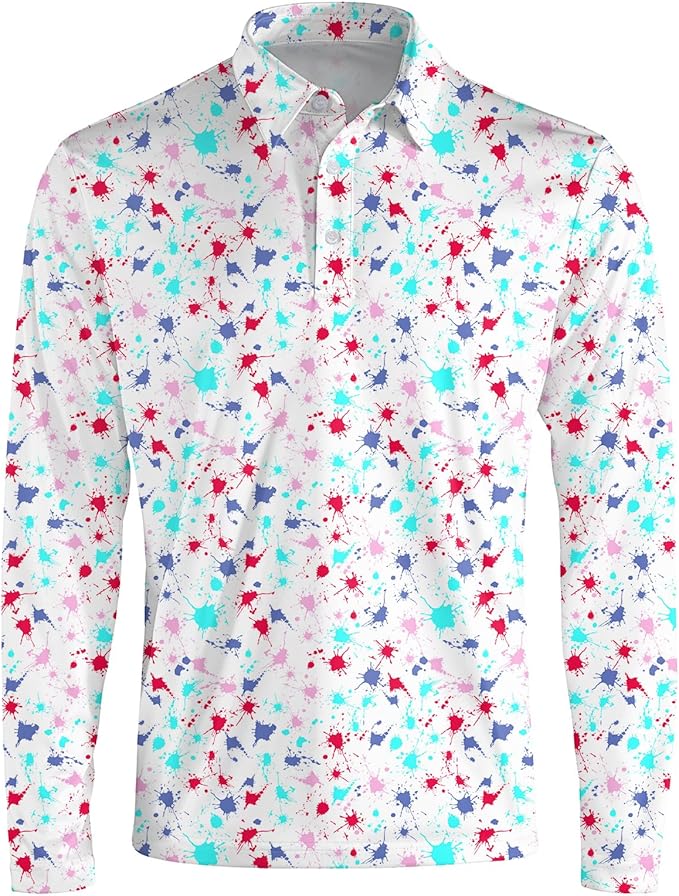 Men's Long Sleeve Golf Shirt Quick Dry 3 Button Work Fishing Outdoor Casual Collar Shirt