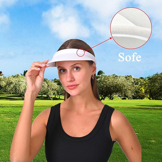 2 Pack Visor Women Men Sun Hat Clip On Visors Adjustable Sport Wide Brim Cap