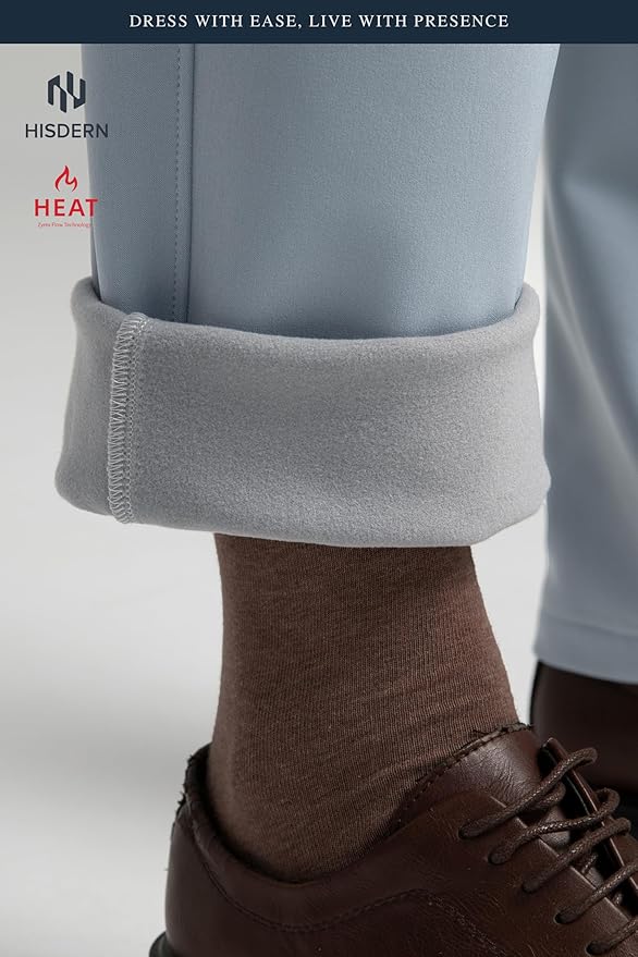 HISDERN Heat 701 Men's Thermal Golf Pants Stretch Fleece 30"/32" No Iron Comfy for Winter Business Casual with Pocket