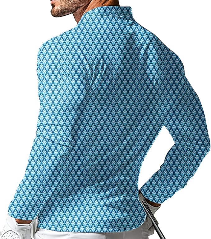Men's Long Sleeve Golf Shirt Quick Dry 3 Button Work Fishing Outdoor Casual Collar Shirt