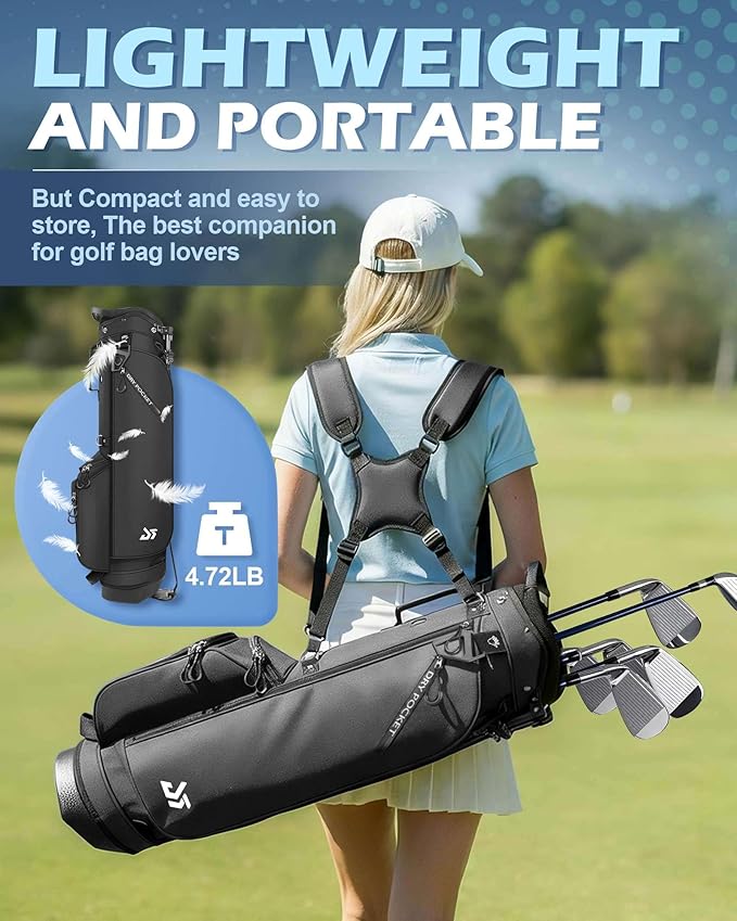 Golf Stand Bag – 2025 Upgraded Version with Cooler Pocket, Glove Patch & Tee Holder, Lightweight Sunday Golf Bag for Men & Women