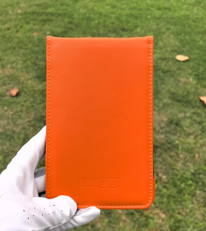 Golf Scorecard Holder & Yardage Book Cover – Premium Vegan Leather Golf Organizer, Slim Pocket Design with Elastic Strap for 4.5"x7" Cards, Bonus Pencil and Scorecards, for Golfers