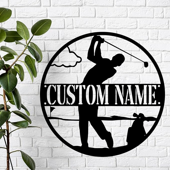 Custom Golf Golfing Metal Sign, Personalized LED Lights Wall Art, Unique Home Decor Gift for Golf Enthusiasts, Stylish Hanging Decor for Man Cave, Office, or Playroom