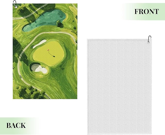 Green Lime Golf Towel with Carabiner Clip 24"x16" Golf Course Printed Funny Golf Towels for Golf Bags Microfiber Waffle Golfs Rag for Disc Balls Clubs Accessories for Men Women Dad