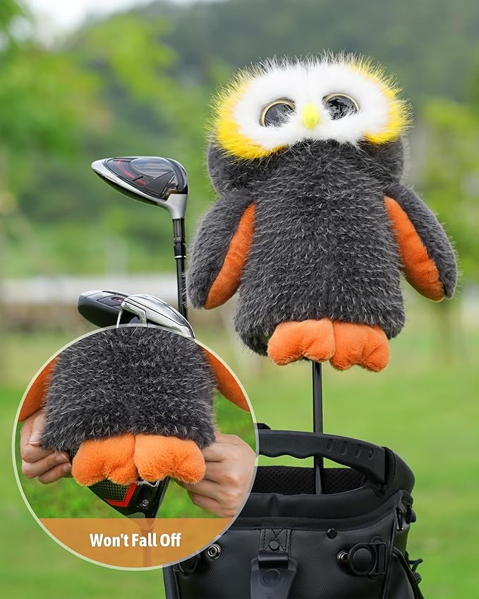 Big Teeth Funny Plush Driver Headcover Animal, Groundhog Gopher Penguin Driver Head Cover for 460cc Club, Sloth Leprechaun Crocodile Golf Head Covers for Woods and Driver Protector