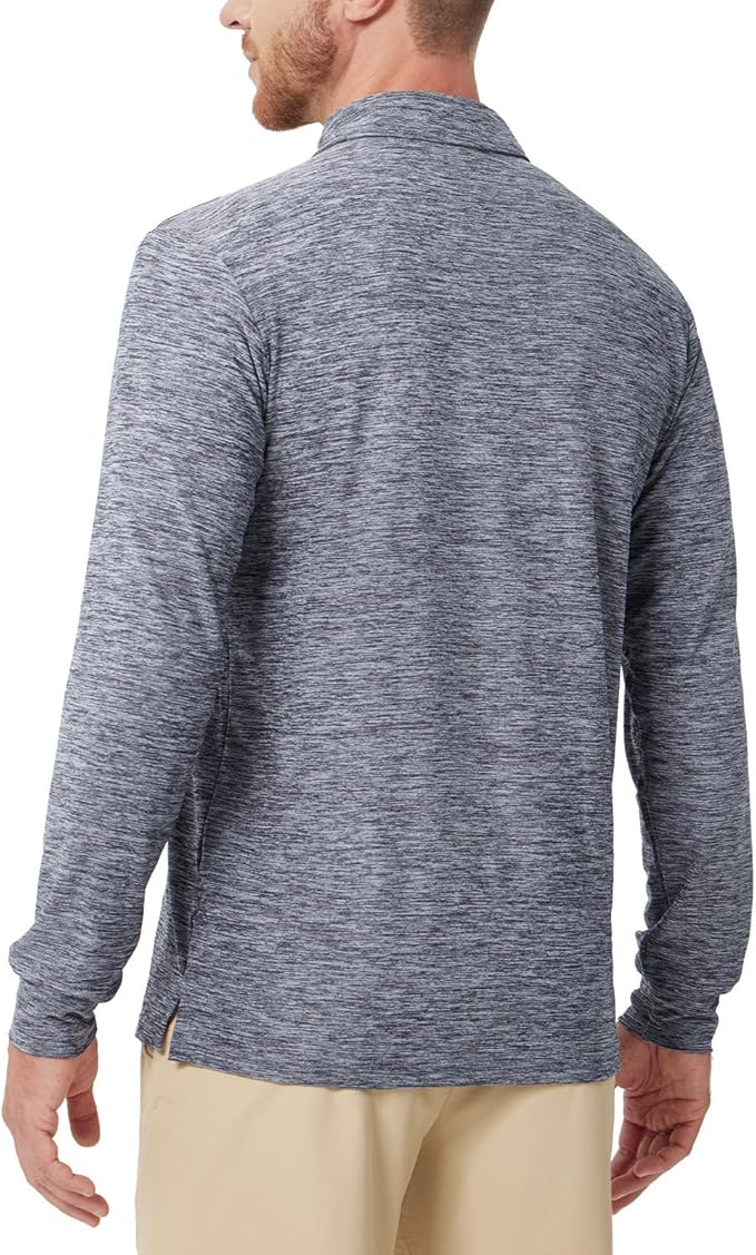 NAVISKIN Men's Polo Shirts Long Sleeve Golf Shirts with Collar UPF 50 SPF Shirt for Men Quick Dry Moisture Wicking