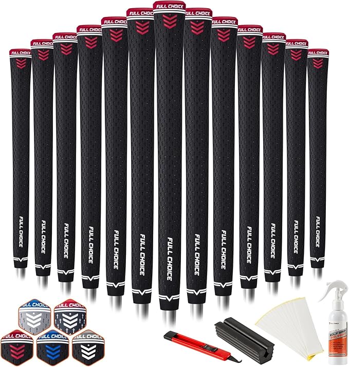 Rubber Golf Grips 13 Pack, Concise Fashion Design, Non-slip, Choose from 13 Grips Set or 13 Grips with Regripping Kit, Standard/Mid/Jumbo Size, 5 Colors Available, RG02 Golf Club Grips
