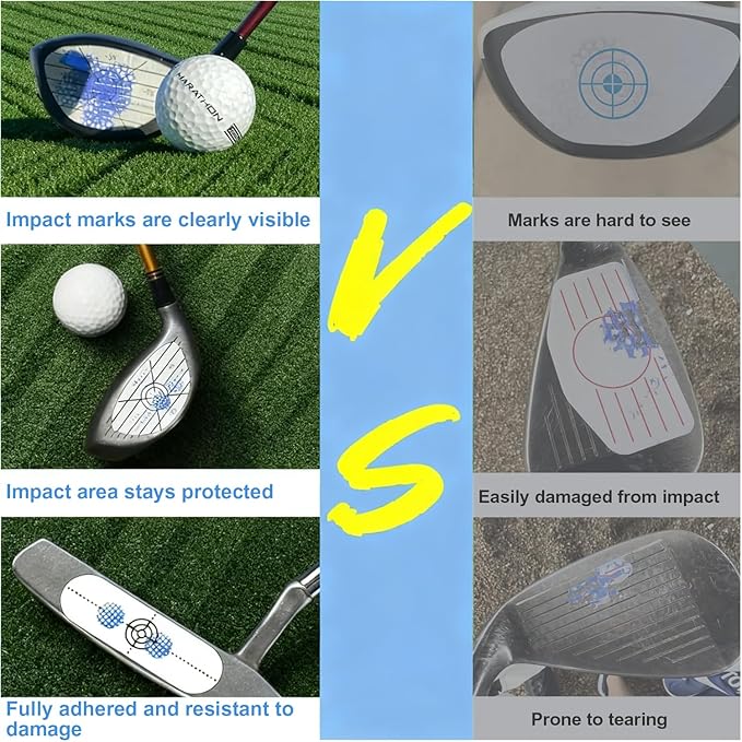 150 PCS Golf Impact Tape - Sweet Spot Stickers for Club Face - Accurate Swing Impact Labels for Irons, Woods & Putters - Instant Feedback Practice Aid, Easy to Remove & No Residue