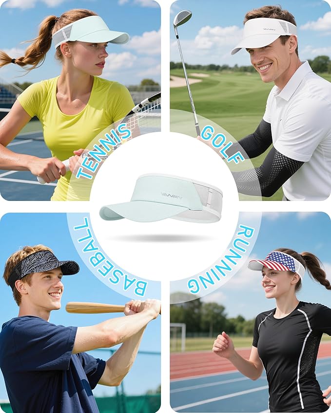 Sports Sun Visor Hats for Women Men Lightweight Breathable Cooling Stretchy Visors Foldable UPF 50+ for Running Tennis Golf