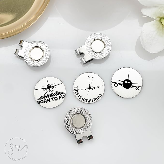 Flying Golf Ball Markers Set of 3 – Plane, Born to Fly, This is How I Roll-Golf Ball Markers Plane Flying Valentines Day Christmas Birthday Love Golf FBA-FLYING-3-GOLF