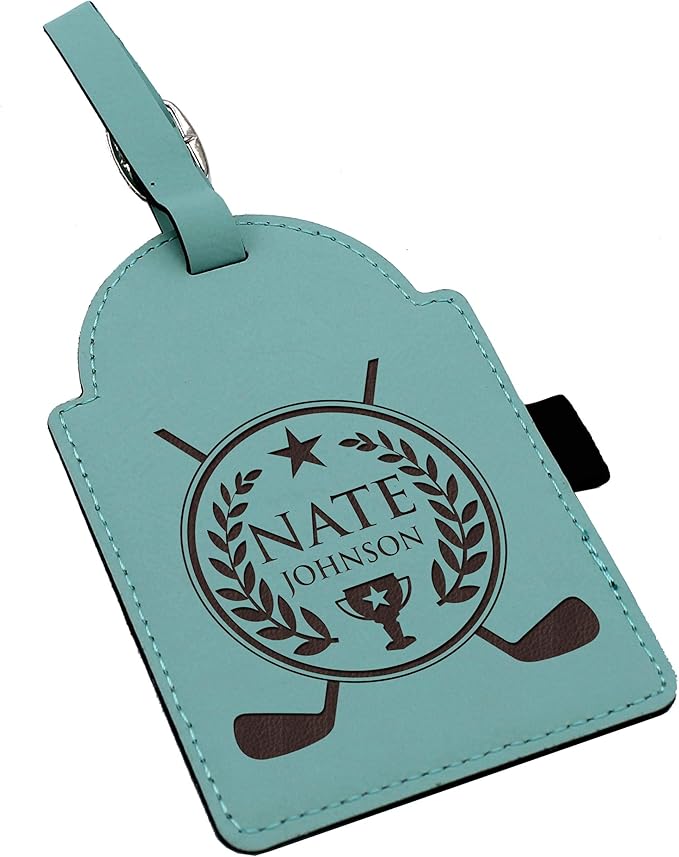 Custom Engraved Golf Luggage and Bag Tag - Personalized Golfing Accessories Gift for Golfer, Mom, Dad, Him, Her (Teal)