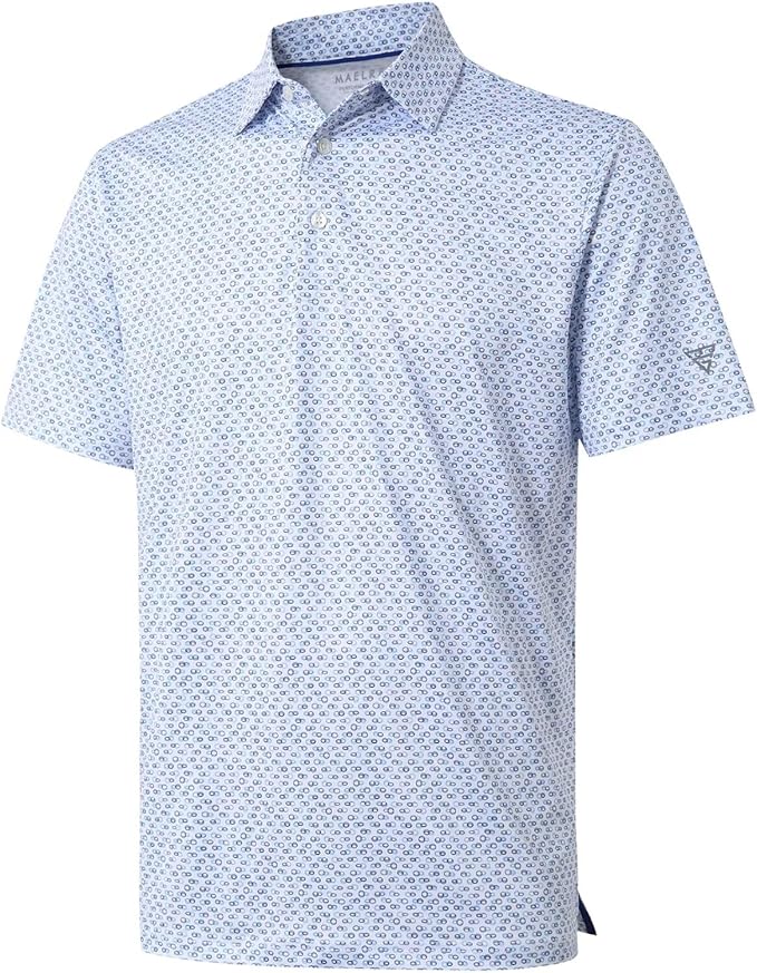 Golf Shirts for Men Dry Fit Short Sleeve Print Performance Moisture Wicking Polo Shirt