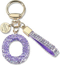 Pink Blue White Initial Letter Keychain Gift for Women Girls Bling Sparkly Cute Backpack Car Key Accessories Lanyard