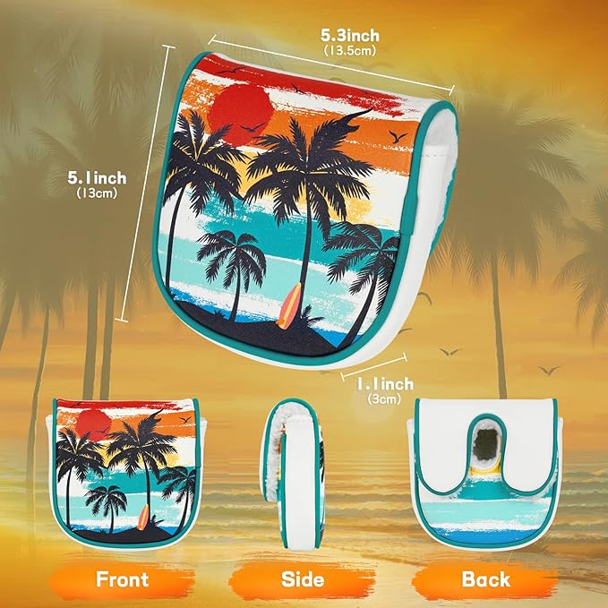 Golf Putter Cover Half Mallet Golf Club Head Covers Protector Magnetic Closure for Scotty Cameron Taylormade Odyssey Club Headcover Coco