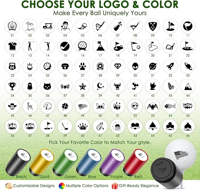 Personalized Golf Ball Stamp – Upgraded Larger Imprint, Self-Inking Quick-Dry Waterproof Ink, Custom Name/Initials/Logo, Metal Gift Case & Refill – Great for Golfers