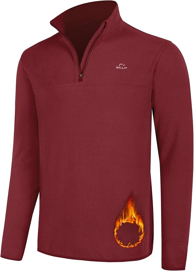Willit Men's Fleece Pullover Winter Shirts Long Sleeve Quarter Zip Cold Weather Golf Hiking Casual Warm Shirts