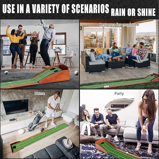 Putting Green Indoor,Golf Putting Mat with Auto Ball Return,Premium Crystal Velvet Surface, Practice Putting mat, Perfect Training Aid & Gift for Golf Lovers Christmas