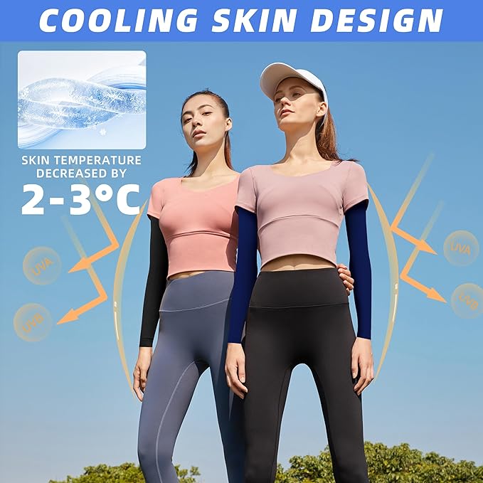 BHYTAKI UV Sun Protection Arm Sleeves, UPF 50 Sports Cooling Arm Compression Sleeves for Men Women Teenager