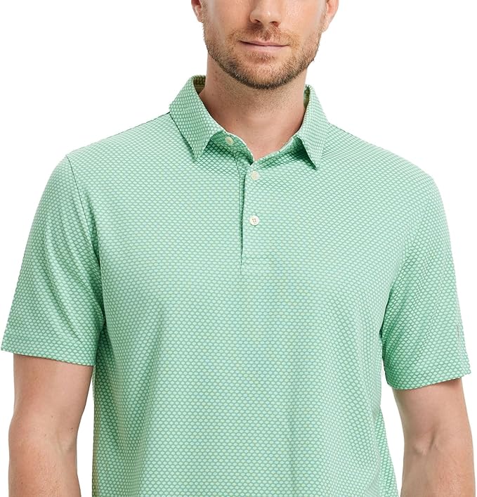 M MAELREG Golf Shirts for Men Moisture Wicking Jacquard Breathable Performance Dry Fit Collared Mens Polo Shirts Short Sleeve
