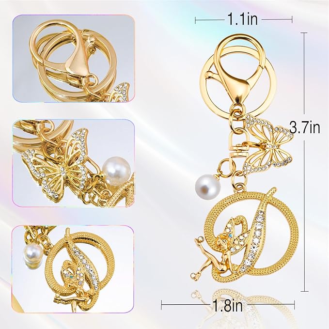 Initial Keychain Bag Charm Women Purse Charms for Handbags Accessories Charm for Wallet Butterfly Pendant for Girls