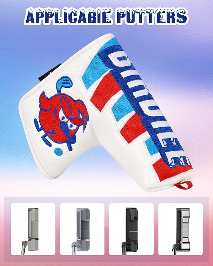 Big Teeth Driver Headcover Ice & Birdiee, Driver Covers for Golf Clubs, Funny Birdie Putter Cover,Milk Shake Ice Cream Mallet Putter Cover,Blue and Red Color