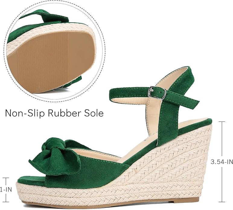 girgod Espadrilles Wedge Sandals for Women Bow Platform Wedges Heels Open Toe Ankle Strap Summer Wedding Wedges