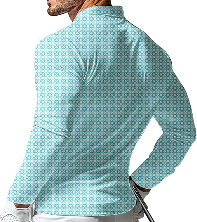 Men's Long Sleeve Golf Shirt Quick Dry 3 Button Work Fishing Outdoor Casual Collar Shirt