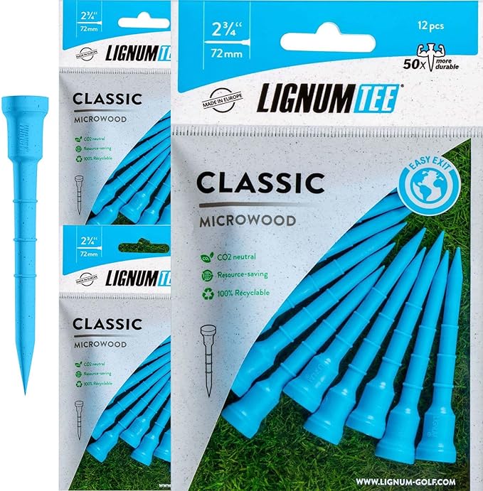 LIGNUM Unbreakable Microwood Golf Tees 50x More Durable/Adjustable Golf Tee/Innovative Wood Fiber and Natural Adhesives/Golf Tee, Golf Tees, Tees Golf, Golf Ball Tees/Pack of 3