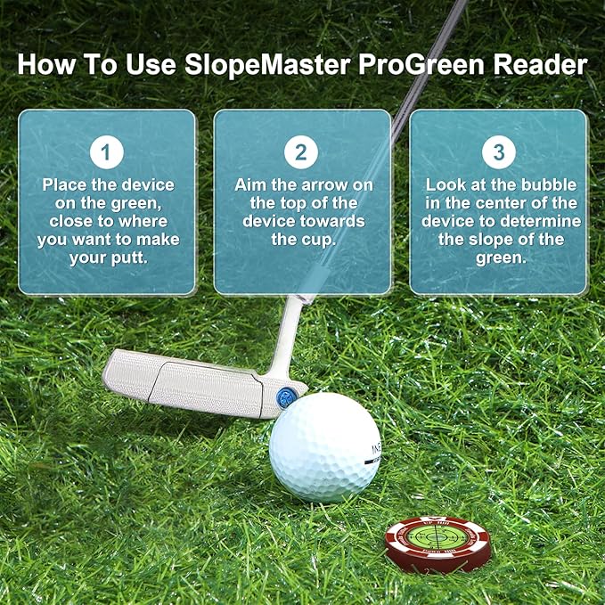 SlopeVision Pro Golf Green Reader with Hat Clip, Horizontal Bubble Level & Golf Ball Marker – High Precision Green Reading Aid, Ideal Golf Gift for Men & Women