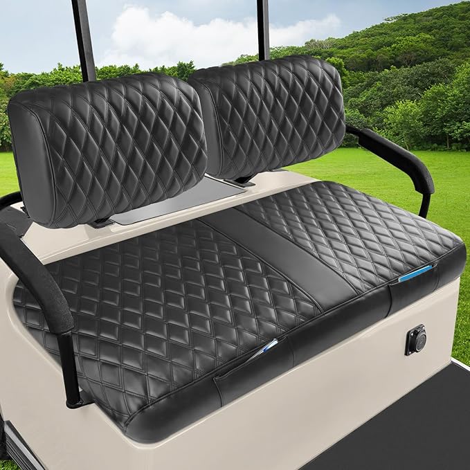 Golf Cart Front Seat Cover for Yamaha G2 G8 G9 G11 G14 G16 G19 G20 G21 G22, Adventurer One, EZGO Marathron OEM Ordinary Seat Cushion, Thick Vinyl Leather Comfortable No Need to Detach Armrest