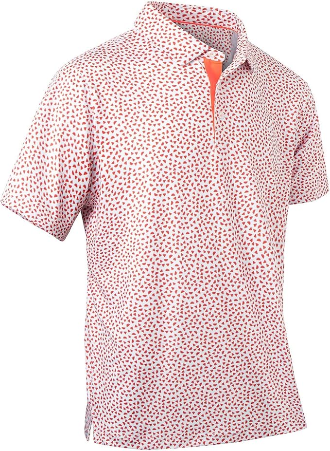 Mens Golf Shirts Quick Dry Moisture Wicking Casual Short Sleeve Performance Athletic Print Collared Stylish Men Polo Shirt