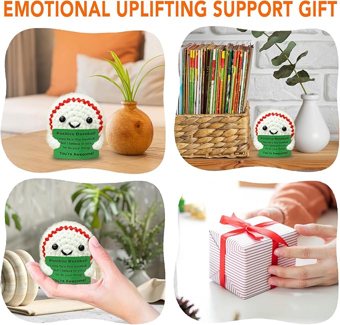 Funny Crochet Mini Baseball Gift for Baseball Lovers,Birthday Gifts for Men Women Baseballs Players Emotional Support Crochet