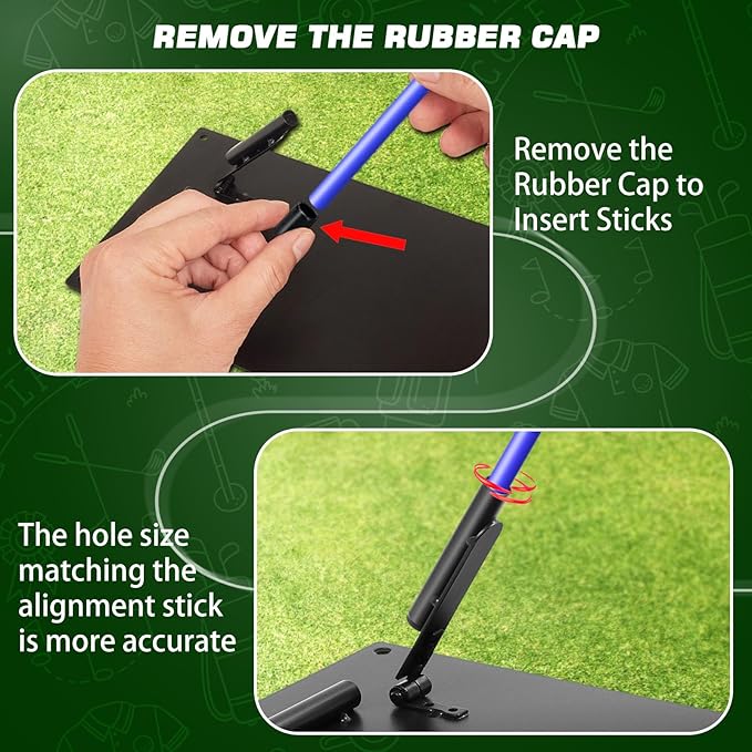 Pro Golf Alignment Sticks Holder – Adjustable Swing Plane Trainer with Weighted Base | Angle Plate Golf Training Aid for Swing Path, Putting & Aiming (Precise Scale Adjustment) (Effortless Adjust)