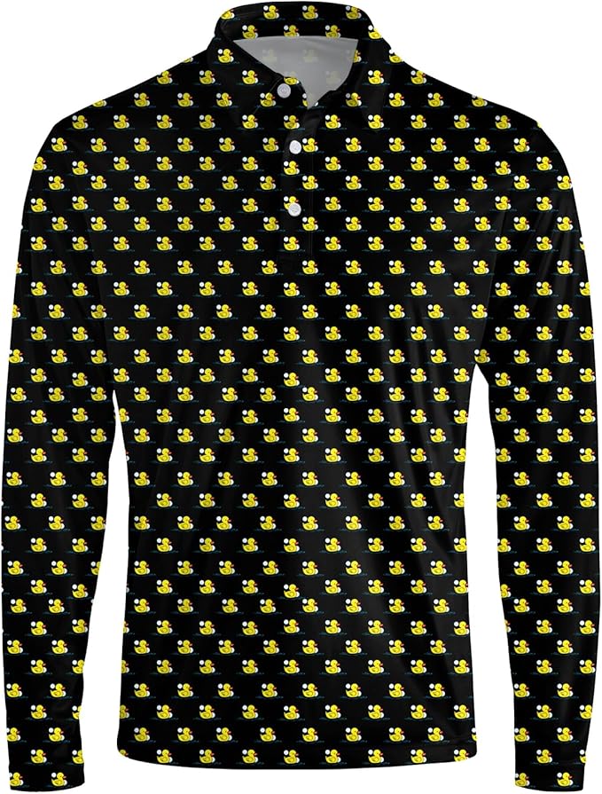 Men's Long Sleeve Golf Shirt Quick Dry 3 Button Work Fishing Outdoor Casual Collar Shirt