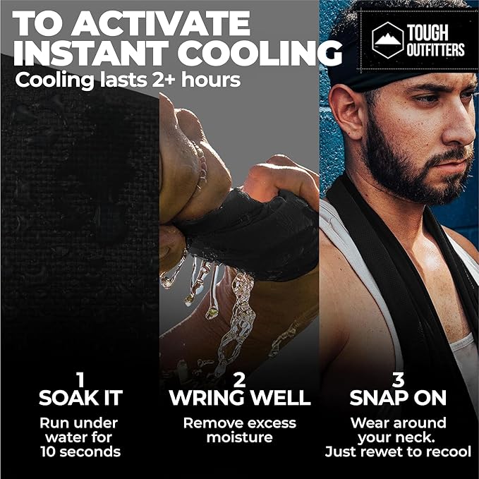 Tough Outdoors Cooling Towel - Cooling Towels for Neck & Face - Ice Wrap & Sweat Rag for Camping Gym Yoga & Sports - Workout Towel for Gym Sweat - Cool Towels for Extreme Heat
