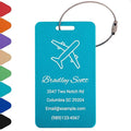 Personalized Luggage Tags for Suitcases Custom Metal Name Tags for Backpacks Bags Travel - Vertical (Lakeblue)