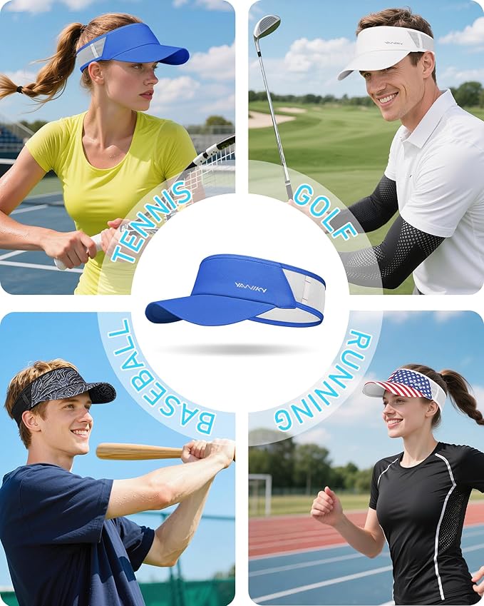 Sports Sun Visor Hats for Women Men Lightweight Breathable Cooling Stretchy Visors Foldable UPF 50+ for Running Tennis Golf