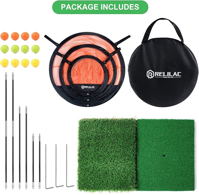Pop Up Golf Chipping Practice Net Set - Indoor/Outdoor Golfing Target Accessories for Golf Practice - Improve Your Short Game - Gifts for Men, Dad, Mom, Husband, Women, Kid, Golfers