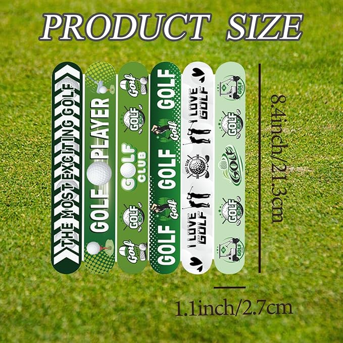 74Pcs Golf Theme Party Favors Contain 24 Pcs Slap Bracelets 50Pcs Stickers, Golf Sports Theme Birthday Party Decorations,Classroom Rewards Supplies.