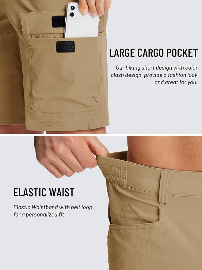 TACVASEN Men's Summer Outdoor Shorts Quick Dry Cargo Casual Work Hiking Shorts (NO Belt)