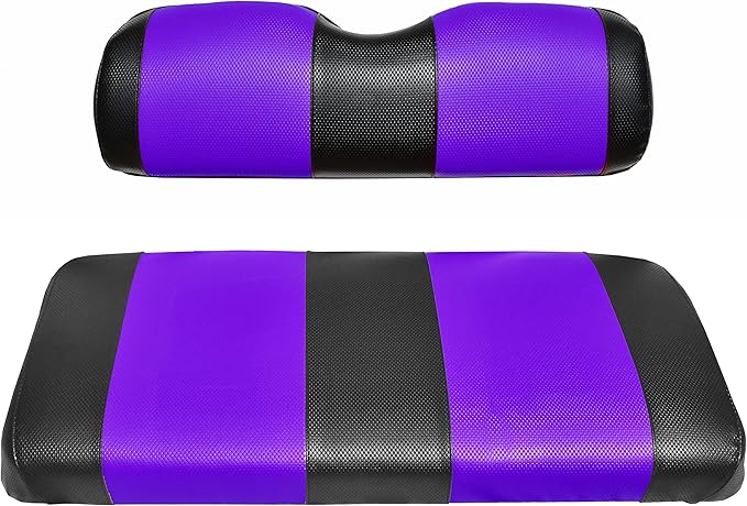 Seat Cover Replacement for Yamaha Drive or G-29 Golf Cart - Front Bench Seat - Premium Marine Vinyl - 5 Panel Stitching - Staple On Installation - Two-Tone Golf Cart Seat Covers (Black & Purple)
