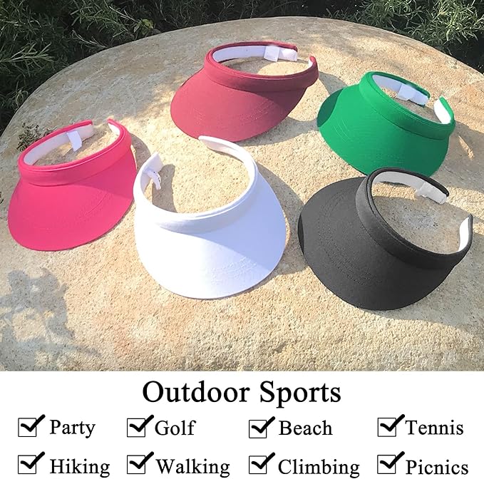 3 Pack Sports Sun Visor Hat Women Men Adjustable Clip On Visors Outdoor Golf Beach Cap