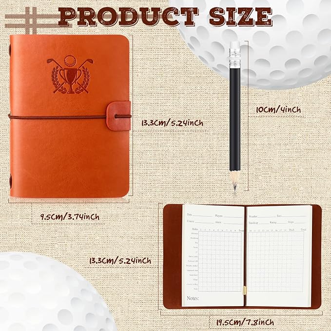 Yexiya Golf Scorecard Book with Pencil Leather Golf Journal Scorecard Holder Accessories Notebook Log Book Pocket Scorebook Gifts for Men Golfers, Sports and Outdoor Club Accessories